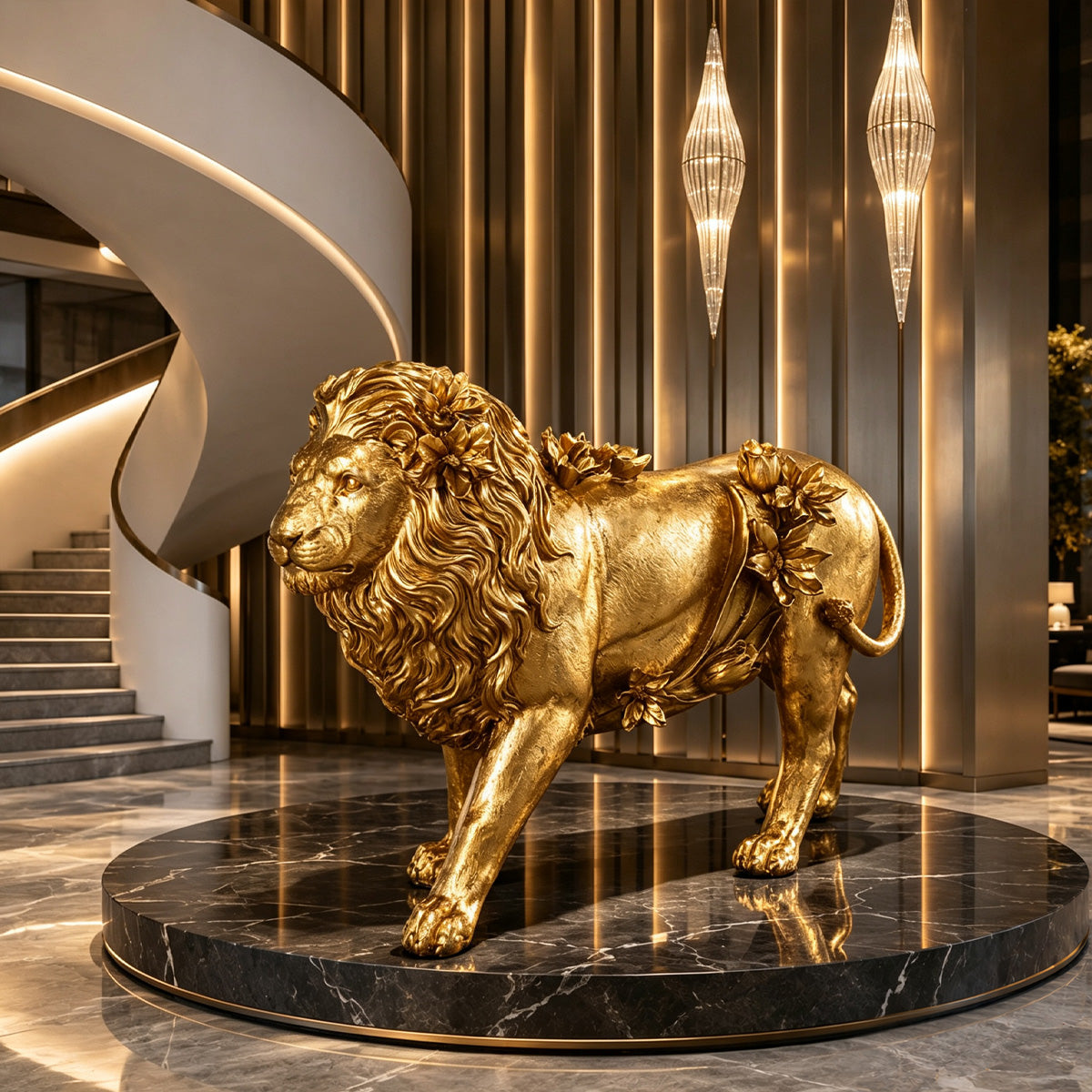 Luxury bronze sculpture displayed in an architectural interior showcasing craftsmanship, material expertise, and artistic design