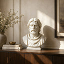 White Marble Classical Bearded Man Bust Sculpture With Base MM-018