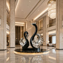 Stainless Steel Swan Couple Sculpture with Mirror Polished Finish SS-008