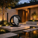 Black stainless steel abstract sculpture SS-023 featuring modern minimalist design and contemporary metal art form