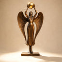 Detailed bronze angel sculpture wing carving and antique patina craftsmanship BB-003