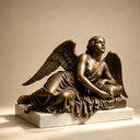Detailed bronze angel sculpture wing carving and antique patina craftsmanship BB-004