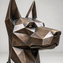 A detailed view of the lower legs of a bronze dog memorial statue, highlighting the geometric construction and bronze patina of the paws and joints.