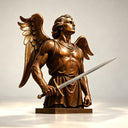 Bronze guardian angel statue BB-024 holding a ceremonial sword with raised feathered wings and classical drapery