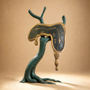 Close-up detail of bronze melting clock sculpture showing handcrafted tree texture and antique patina finish