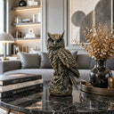 Bronze owl sculpture displayed in a luxury villa 