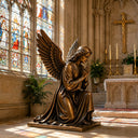 Bronze praying angel sculpture BB-006 with classical religious art design and antique bronze finish