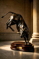 Finished bronze bull sculpture showcasing craftsmanship and refined surface detailing