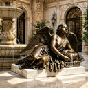 Classical bronze angel sculpture BB-004 featuring elegant female figure and detailed wings