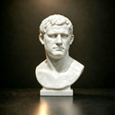 Front view of classical Roman marble bust MM-020 with defined facial contours