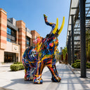 Colorful stainless steel elephant sculpture for public art installation