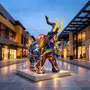 Colorful stainless steel elephant sculpture with painted finish