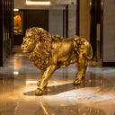 Contemporary gold lion sculpture featuring Baroque-inspired decorative details, elegant gilded finish, and artistic craftsmanship for luxury spaces