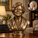 Custom bronze portrait bust BB-012 created from a woman’s photograph for a private library or memorial display