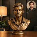 Custom bronze male portrait bust BB-012 with personalized facial features, hairstyle and clothing