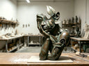 Finished custom bronze portrait sculpture showcasing detailed craftsmanship and realistic features