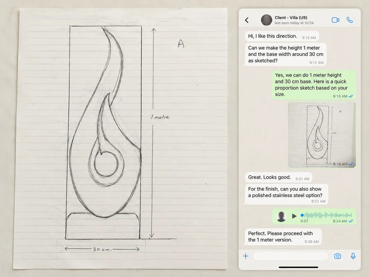 Initial custom sculpture concept development and project planning