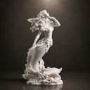 Detailed view of fiberglass mermaid sculpture showing refined surface finish and handcrafted artistic details