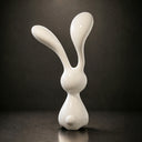 Close-up detail of fiberglass rabbit sculpture showing smooth painted surface, refined curves, and professional FRP craftsmanship