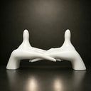 Close-up detail of fiberglass sculpture showing smooth painted surface, refined finishing, and professional craftsmanship