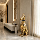 Gold stainless steel dog animal sculpture SS-024 featuring modern luxury design and reflective metallic finish