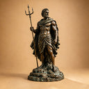 Large bronze Poseidon statue BB-016 featuring a three-pronged trident, classical drapery and a wave-inspired base