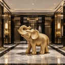 Large gold stainless steel elephant sculpture for luxury hotel lobby
