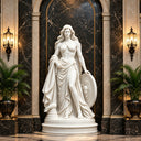 Marble Athena goddess statue MM-028 with a shield displayed in a refined luxury residence interior