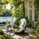 Mirror polished stainless steel abstract sculpture SS-021 with organic curved artistic design