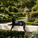 Modern geometric cat sculpture with polished stainless steel finish, featuring a faceted design for luxury contemporary spaces