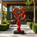 Painted stainless steel heart sculpture SS-018 with modern abstract design and red finish