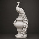 White marble peacock statue isolated on white background