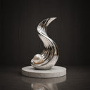 Mirror polished stainless steel sculpture detail showing premium metal craftsmanship SS-017