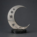 Detailed mirror polished stainless steel moon sculpture craftsmanship with star cutout design SS-019