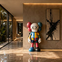 Pop art fiberglass sculpture with colorful character design and smooth painted finish for contemporary luxury spaces