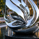 Stainless steel swan scene 2 detail OSS-2