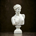 White marble Venus bust sculpture MM-023 with a classical headband and coordinated marble base