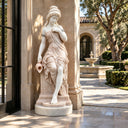 White marble woman with water jug garden statue MM-027 displayed at a luxury villa entrance